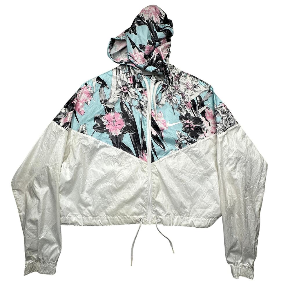 Nike Womens Cropped Windrunner Floral Windbreaker Jacket Medium AR5151-100